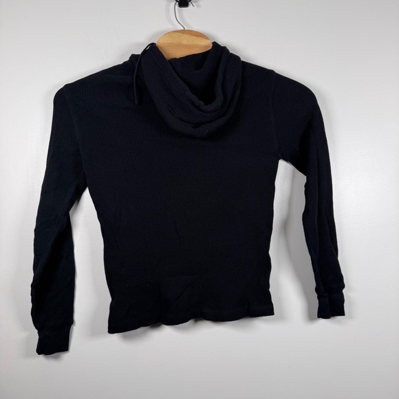 Polo Ralph Lauren Black Waffle Knit Hoodie Red Pony Logo Men's Medium Pullover - Picture 4 of 6